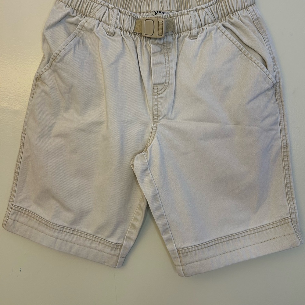 Vintage Lands' End Cream Cargo Shorts Elastic Waistband Casual